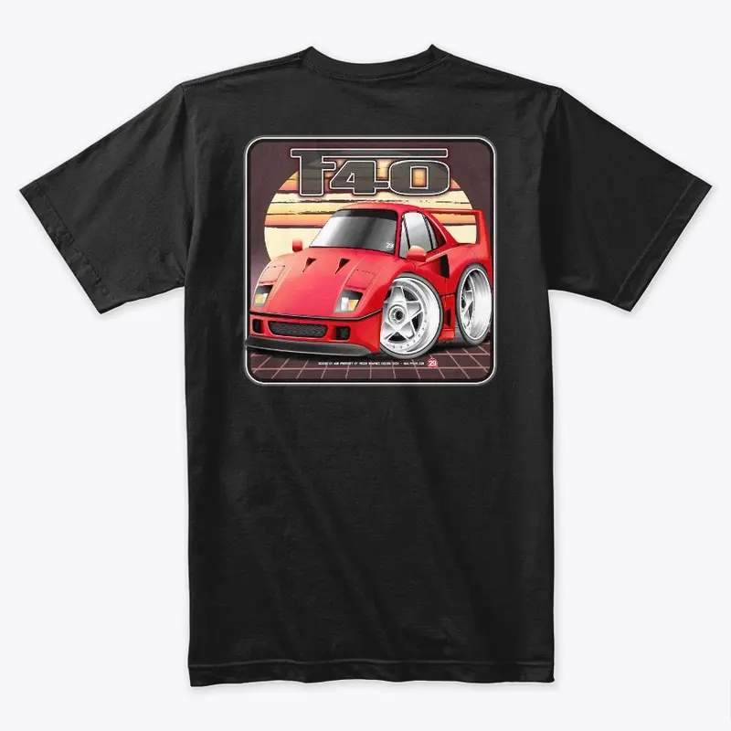 Italian F40 Style Cartoon Car T_Shirt